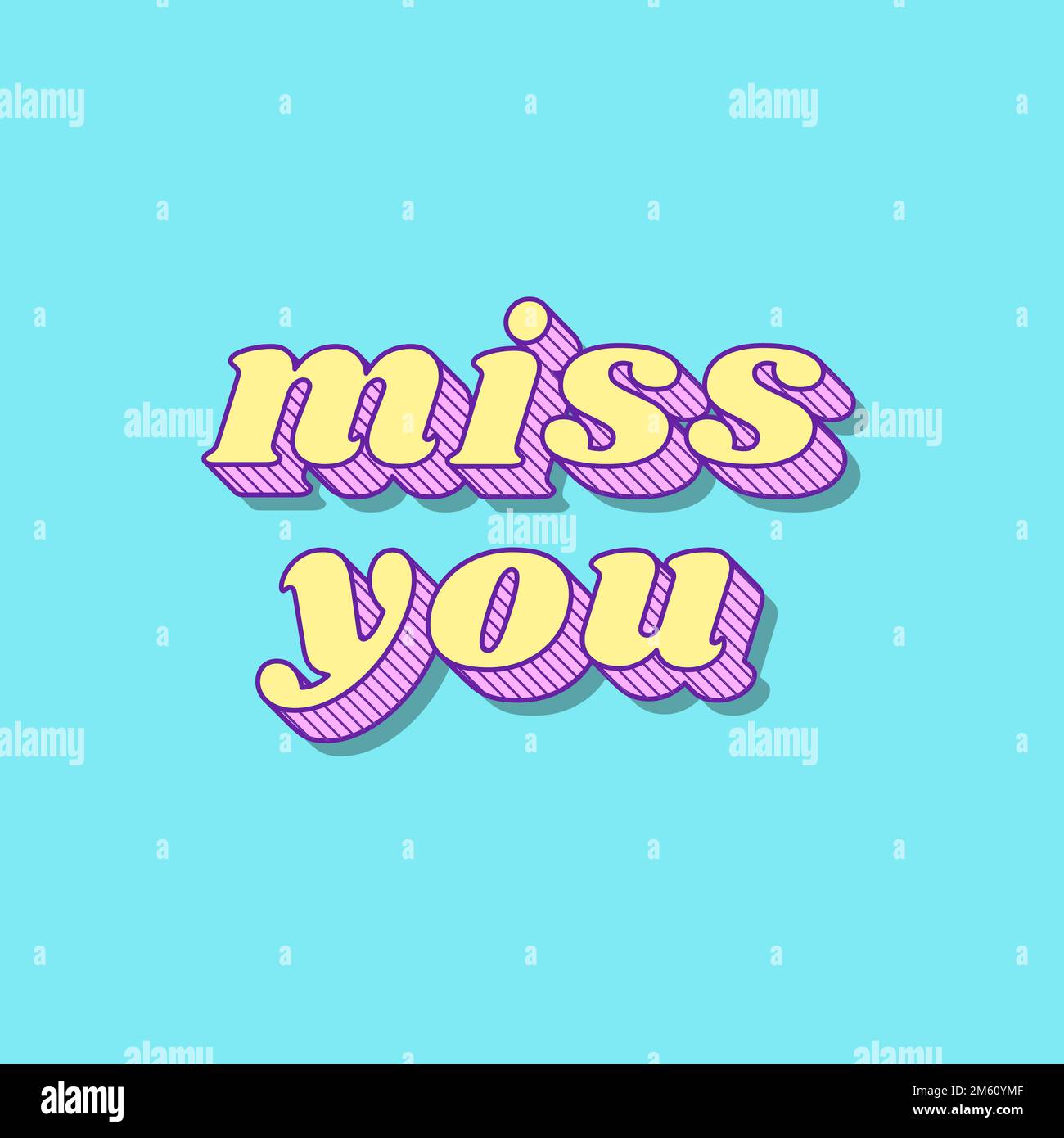 Funky Style 3d Miss You Typography Illustration Vector Stock Vector 