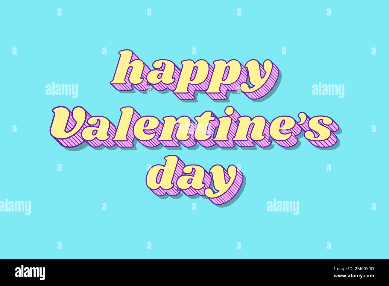 Funky 3D happy valentine's day typography illustration vector Stock Vector
