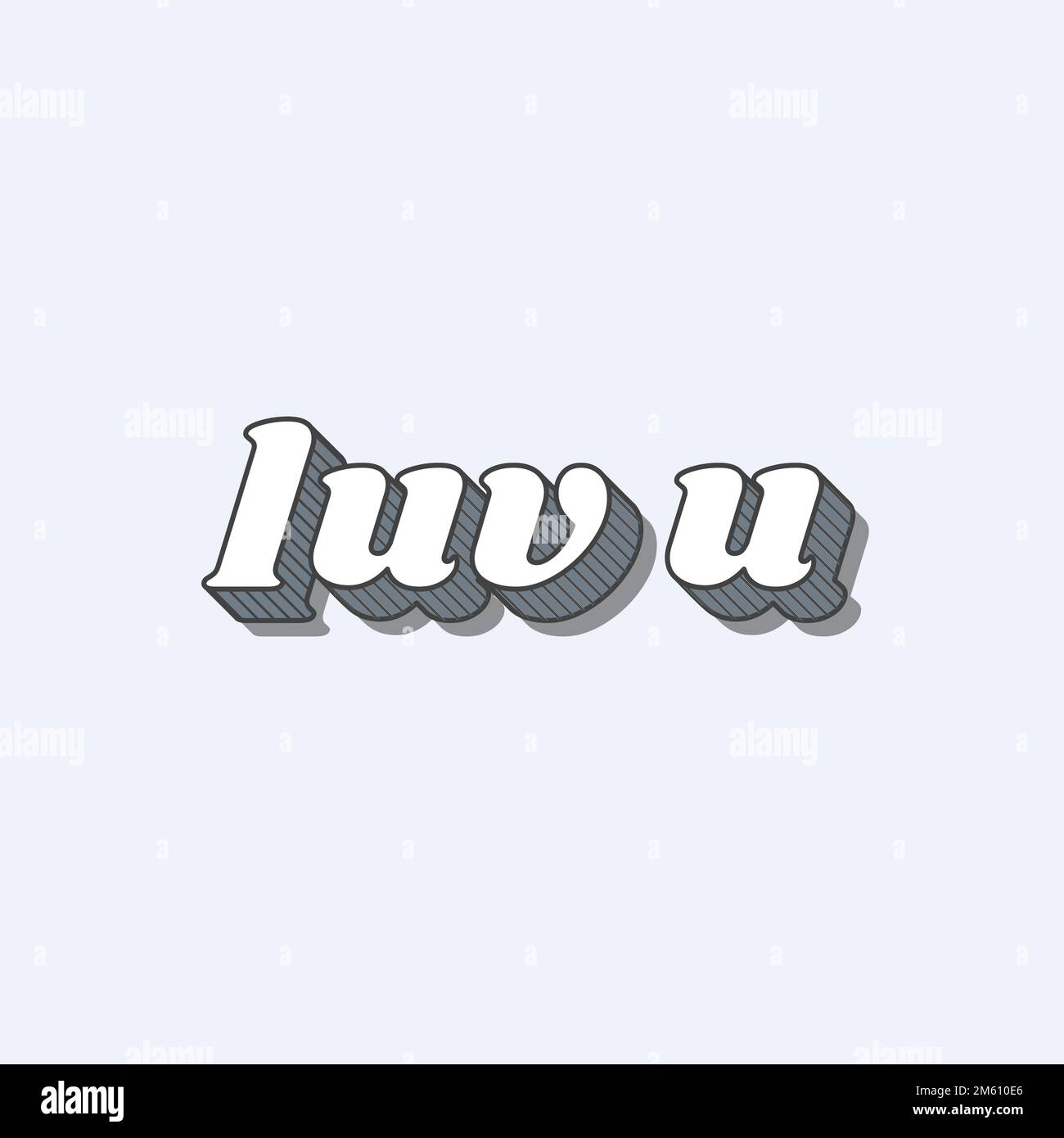 Luv u word retro bold lettering typography font vector Stock Vector