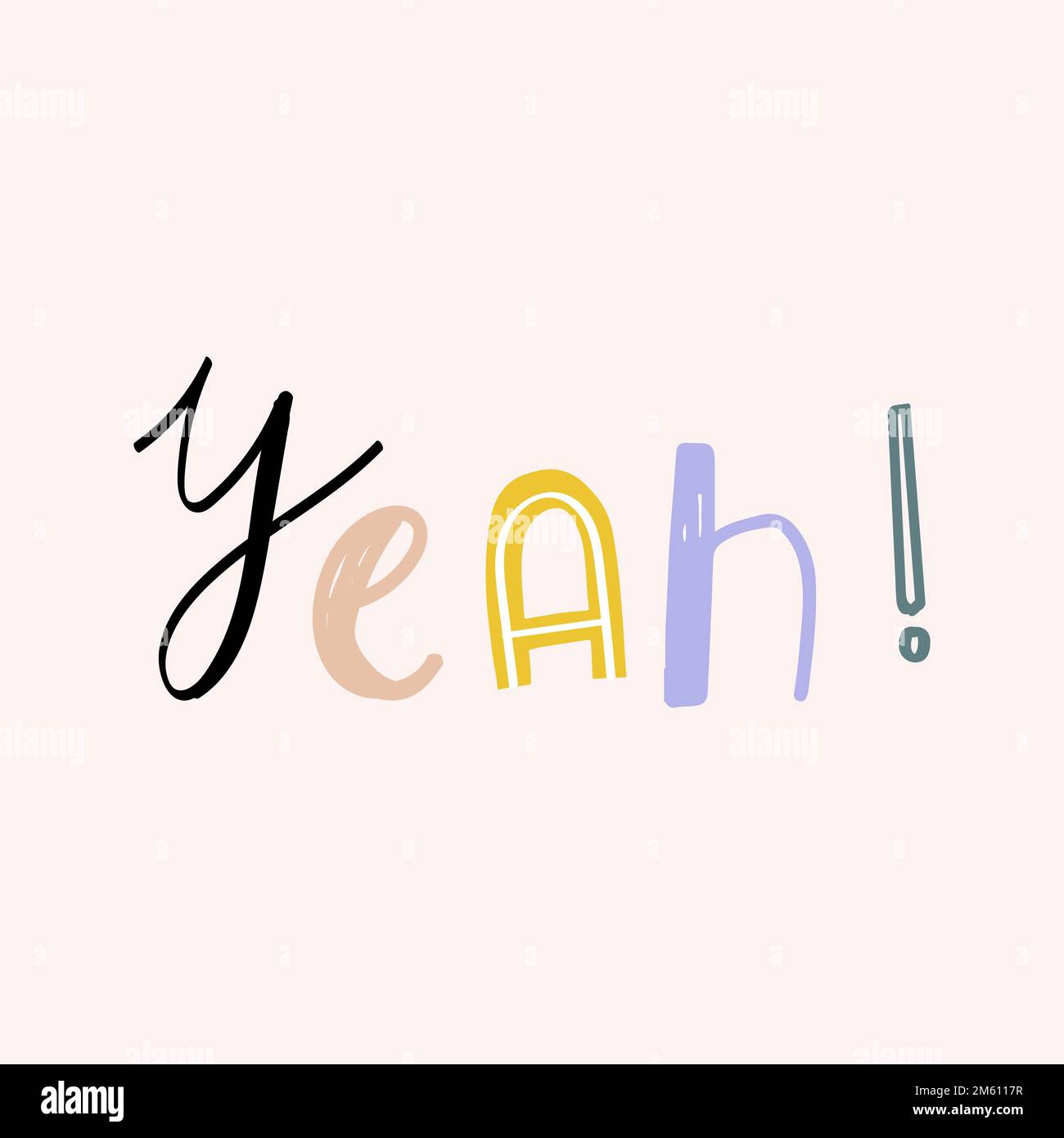 Yeah! word vector doodle handlettering font typography Stock Vector