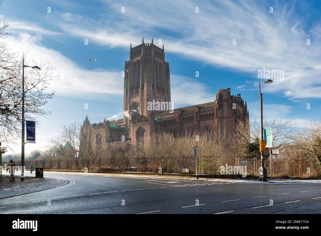 Liverpool, UK:  East face of Anglican Cathedral, viewed from Canning Street. Stock Photo