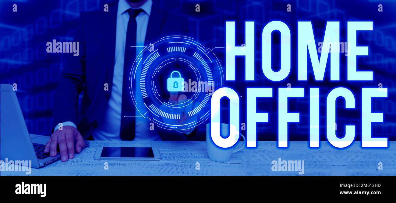 Conceptual caption Home Office. Business concept space designated in a person's residence for