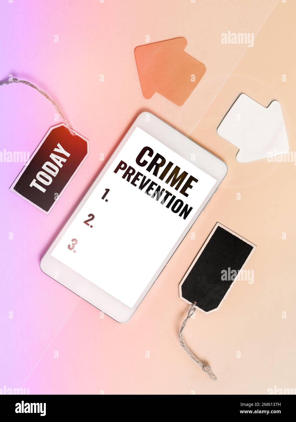 Sign displaying Crime Prevention. Business idea Federal Offense actions ...