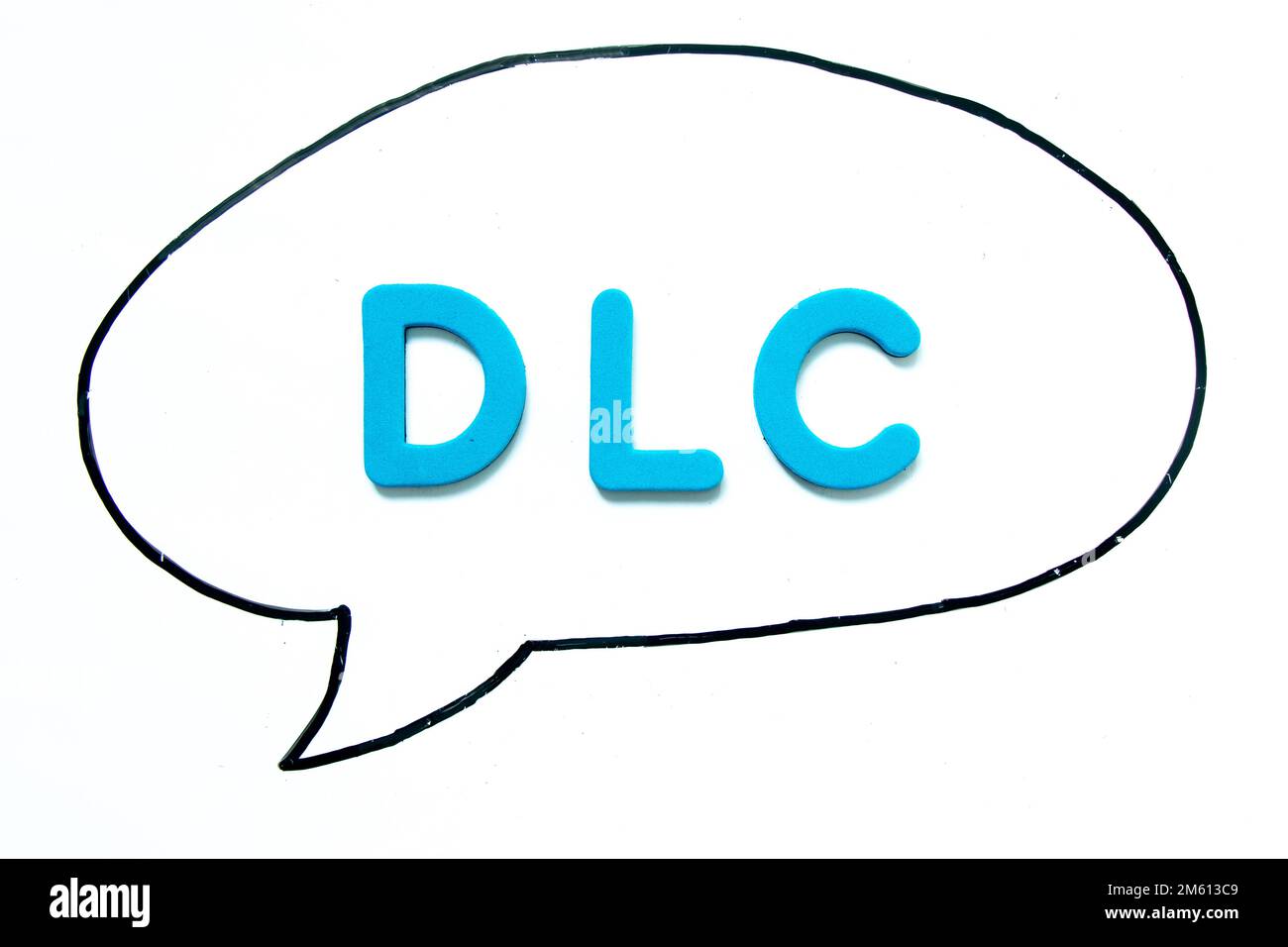 Alphabet letter with word DLC (abbreviation of downloadable content) in