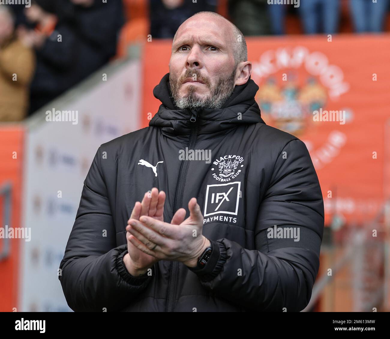 Blackpool, UK. 01st Jan, 2023. Michael Appleton manager of Blackpool ...