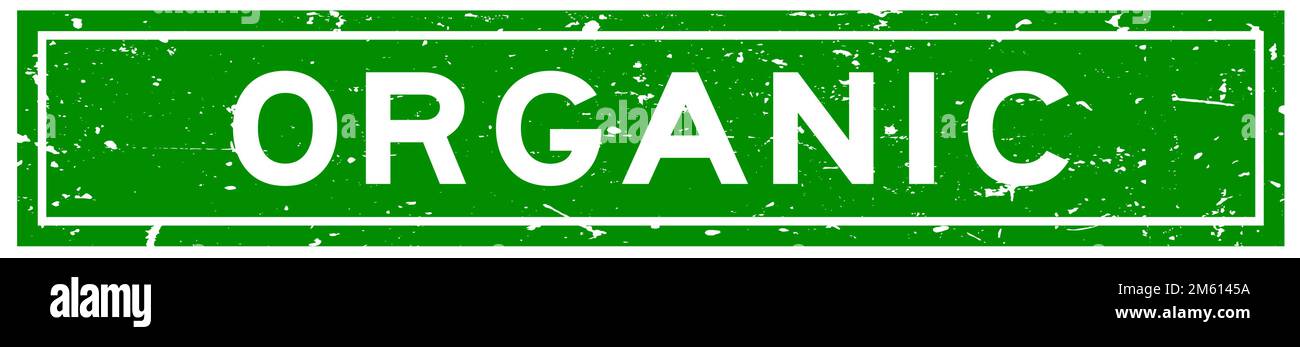 Grunge green organic word square rubber seal stamp on white background ...