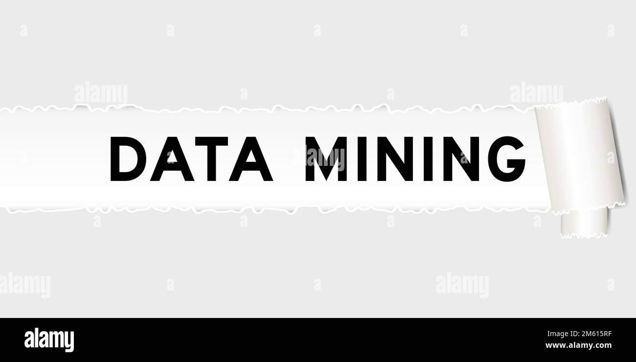 Ripped gray paper background that have word data mining under torn part Stock Vector