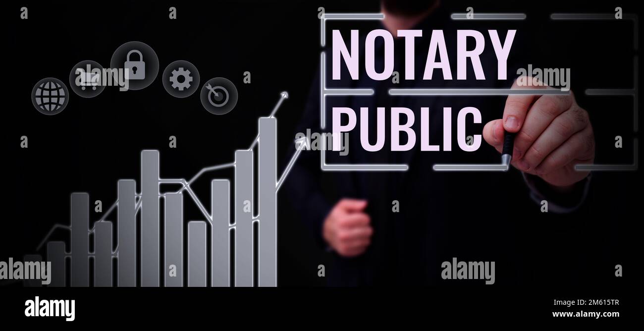 Conceptual caption Notary Public. Concept meaning Legality