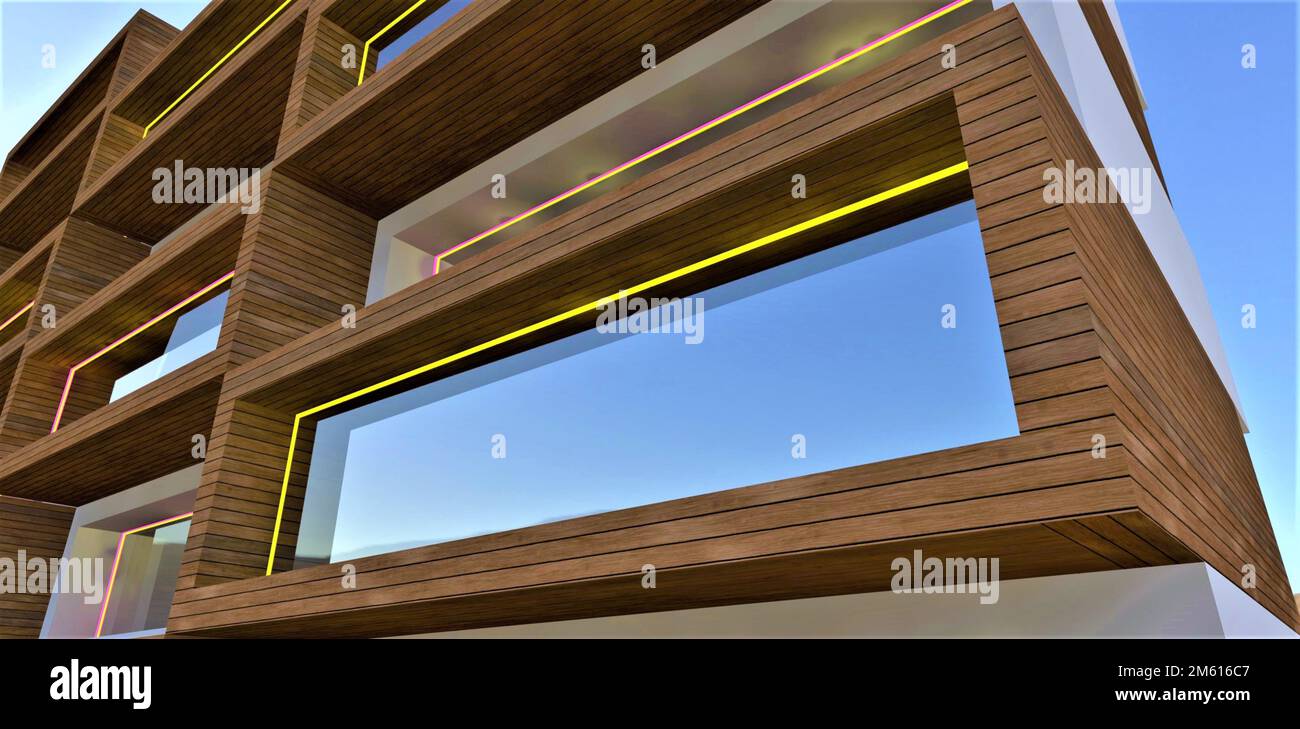 Design of the stylish window with yellow LED frame and heat saving ...