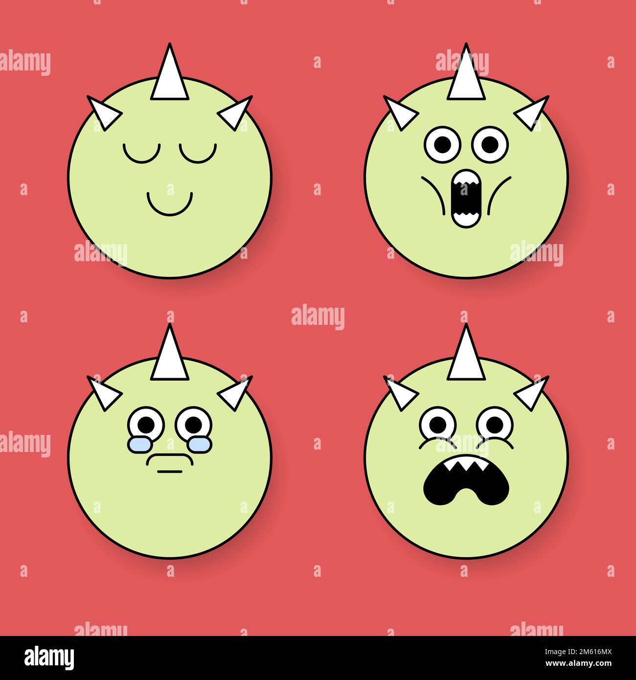 Funky horned monster emoji sticker set vector Stock Vector Image & Art Alamy