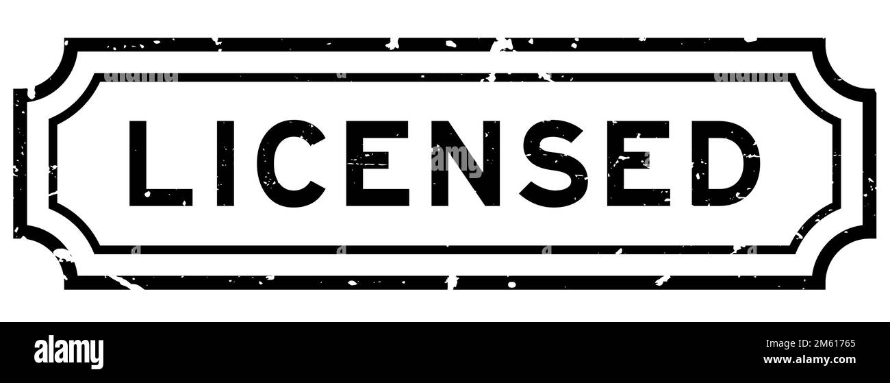 Grunge black licensed word rubber seal stamp on white background Stock ...