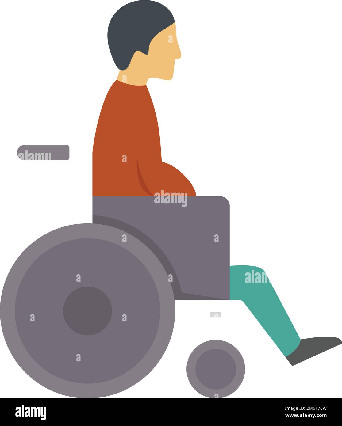 Man in wheelchair icon. Flat illustration of Man in wheelchair vector ...