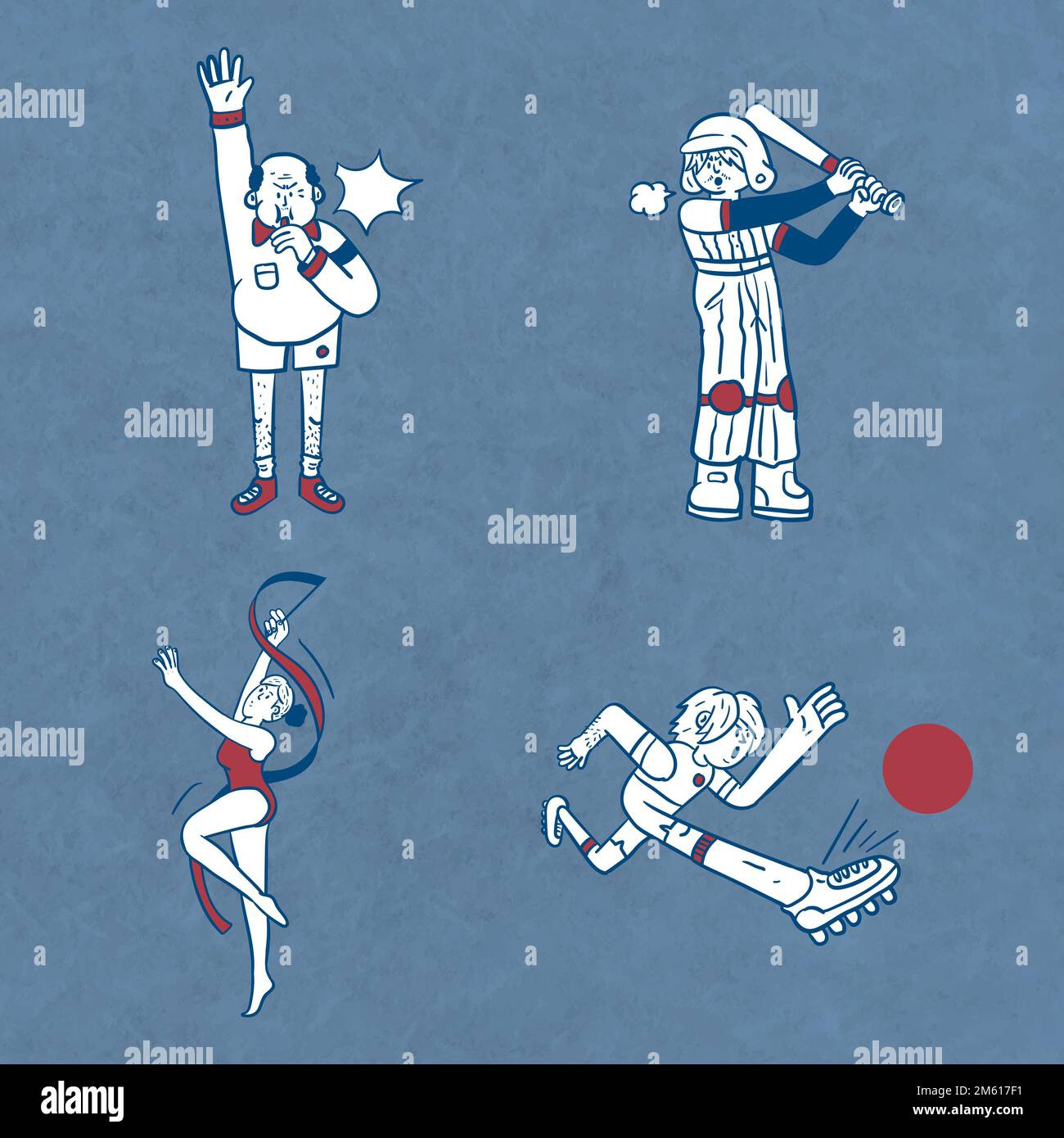 Athletes doodle character collection vector Stock Vector