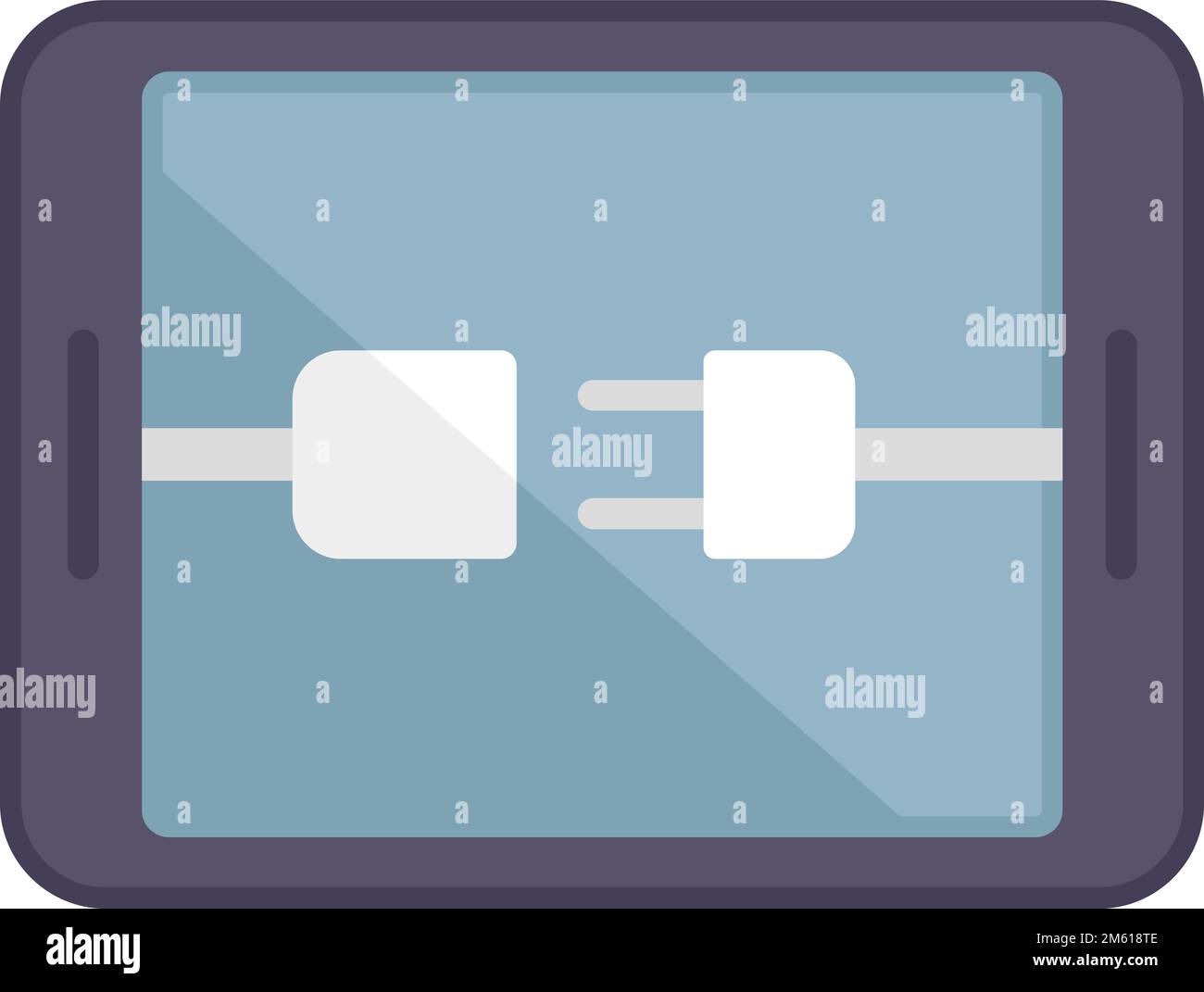 Tablet charging icon flat vector. Battery charge. Low electricity