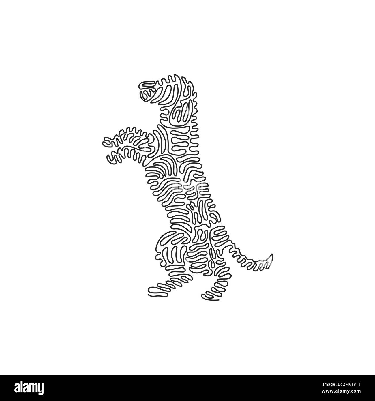 Single one curly line drawing of a cute dog standing abstract art. Continuous line drawing design vector illustration of dogs, friendly pets animal Stock Vector