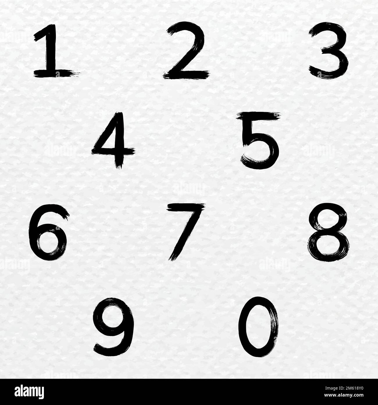 Numbers brush stroke hand drawn font style set Stock Vector Image & Art