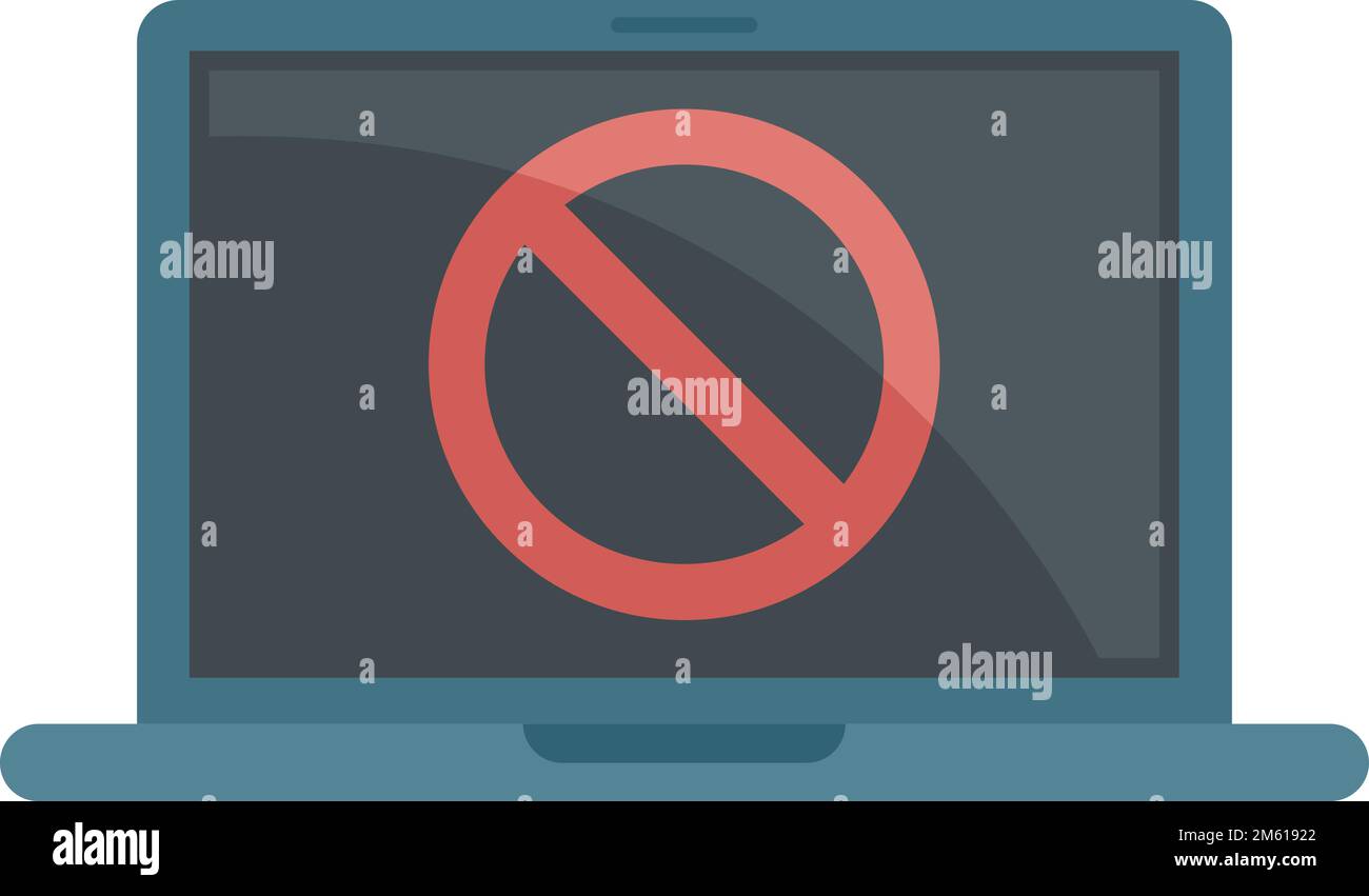Blocked laptop icon flat vector. Block data. Digital crypto isolated ...