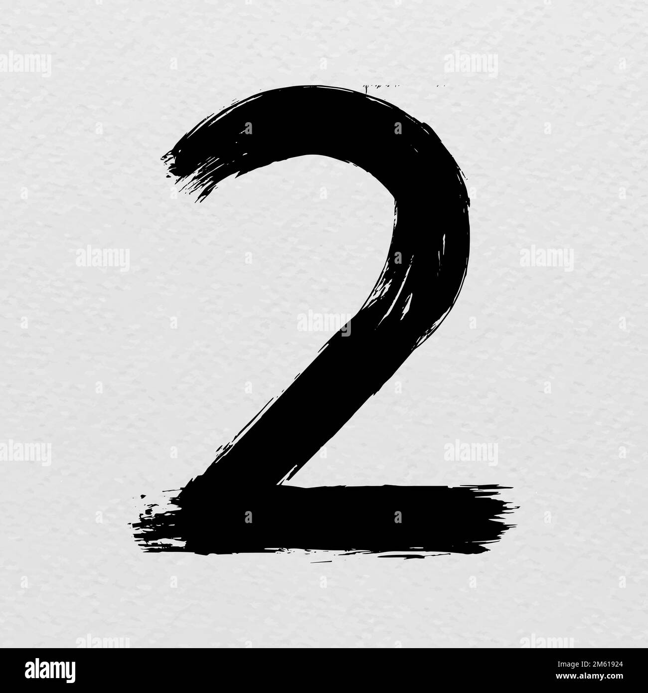 Number 2 brush stroke hand drawn vector font style Stock Vector Image