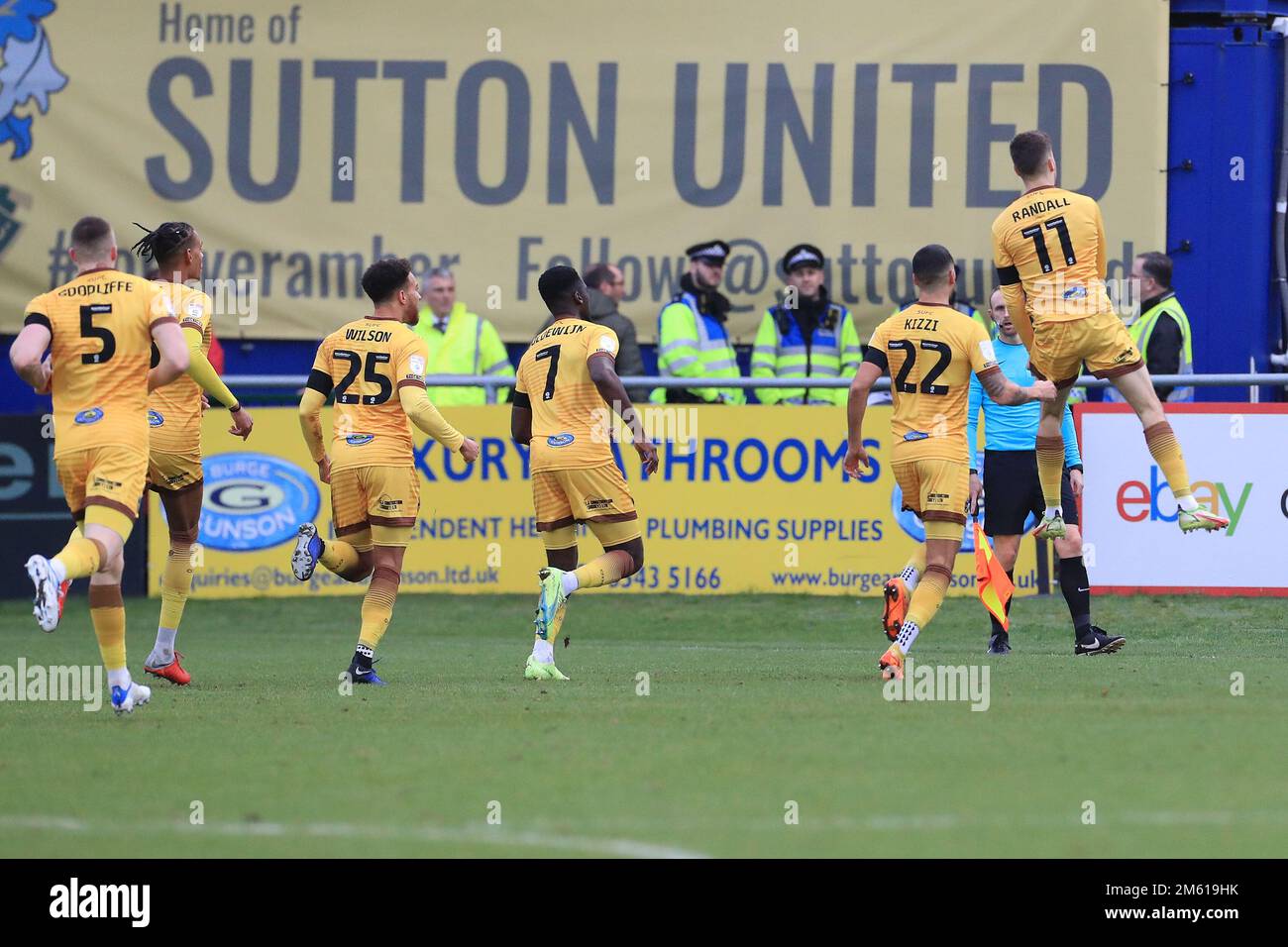 Sutton, UK. 01st Jan, 2023. GOAL Will Randall of Sutton United opens