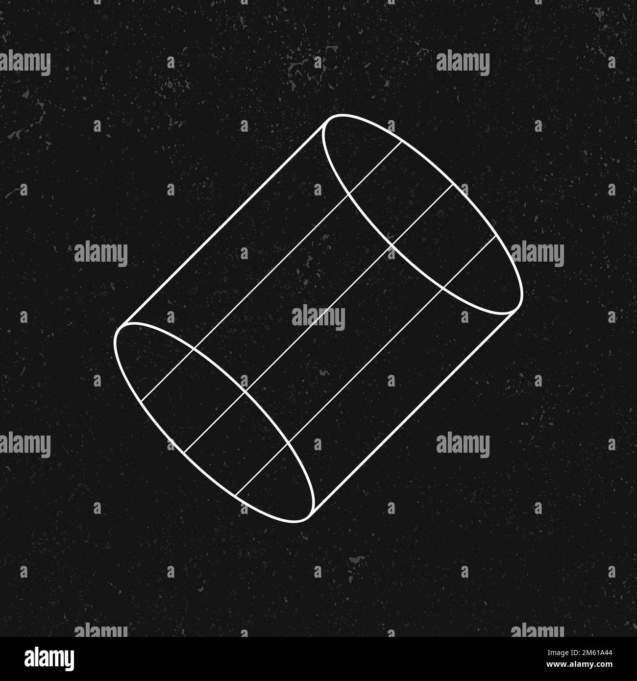 3D cylindrical shape outline on a black background vector Stock Vector