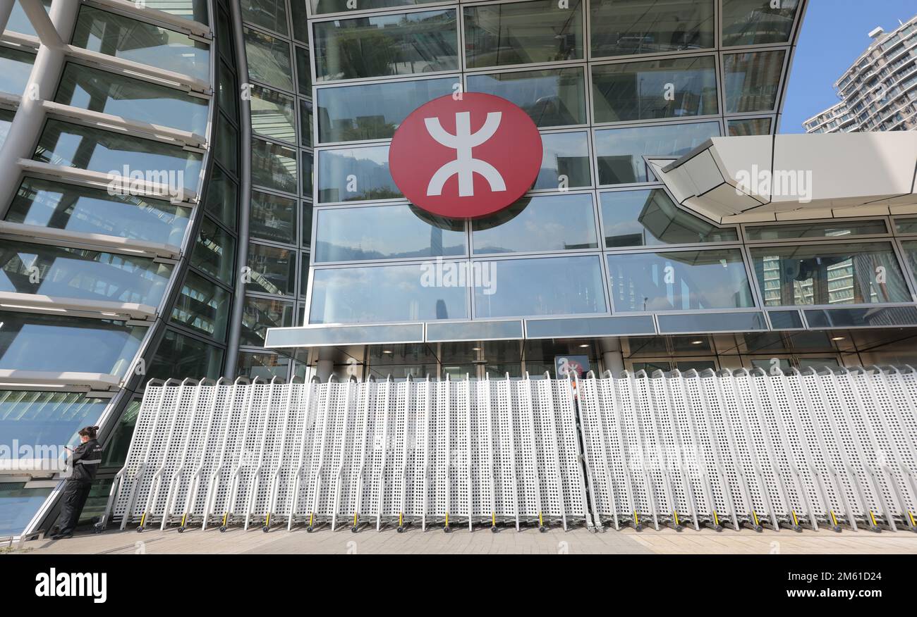 Thousands of customs, immigration and police officers will be sent to land checkpoints to manage predicted surge in traffic as the border between Hong Kong and mainland China is expected to fully reopen next month. Pictured at Hong Kong West Kowloon station (for the border-crossing high speed rail). 27DEC22   SCMP / Jelly Tse Stock Photo