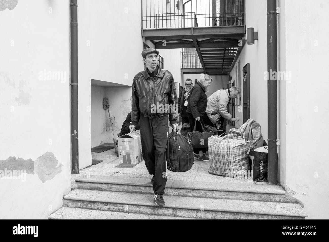 Italy, Abbiategrasso, Ukrainian refugees in the reception center of the former convent of the Annunciata Stock Photo