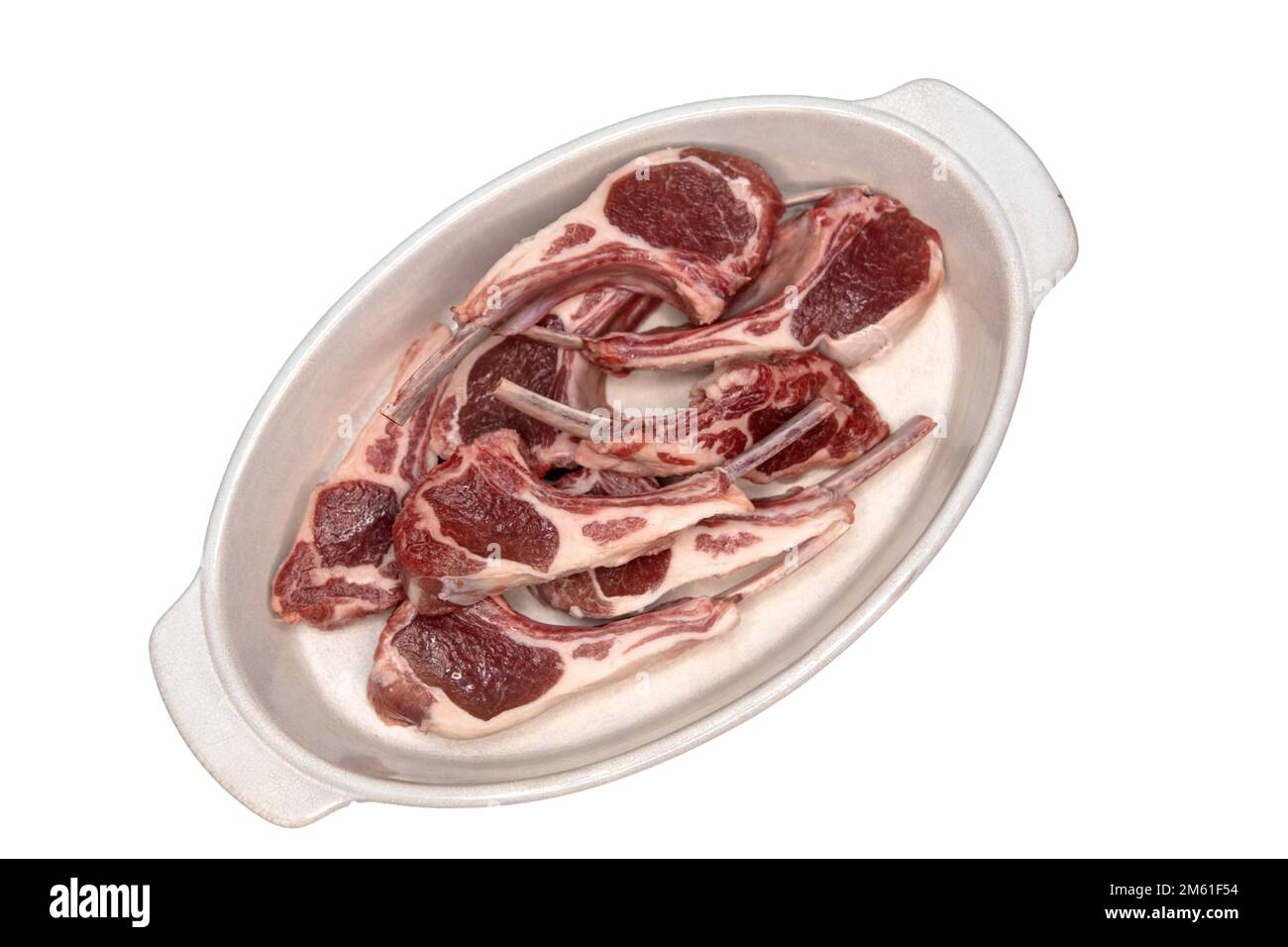 Raw lamb cutlet on white background Stock Photo