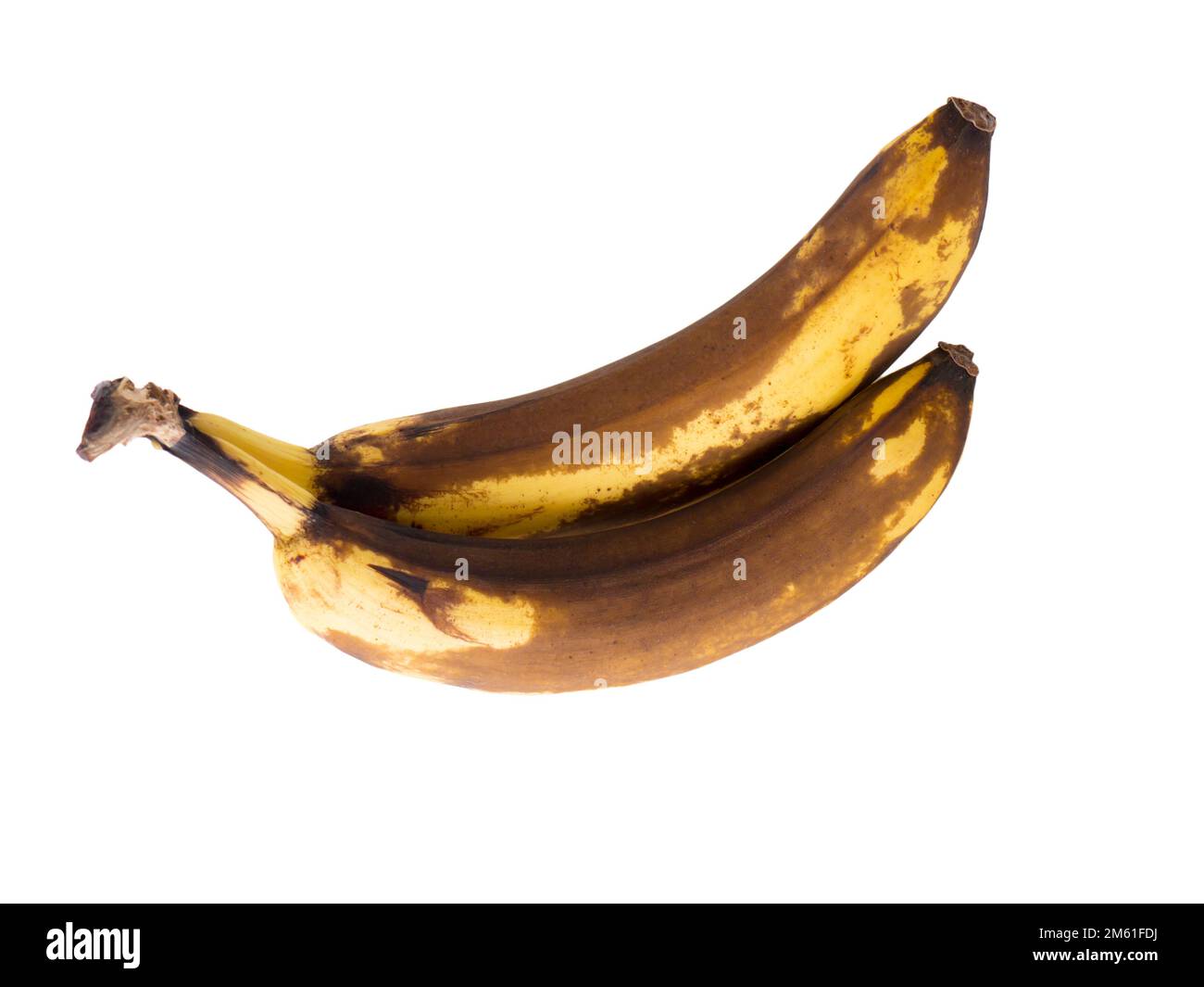 Overripe banana, peeled and eaten. Stock Photo