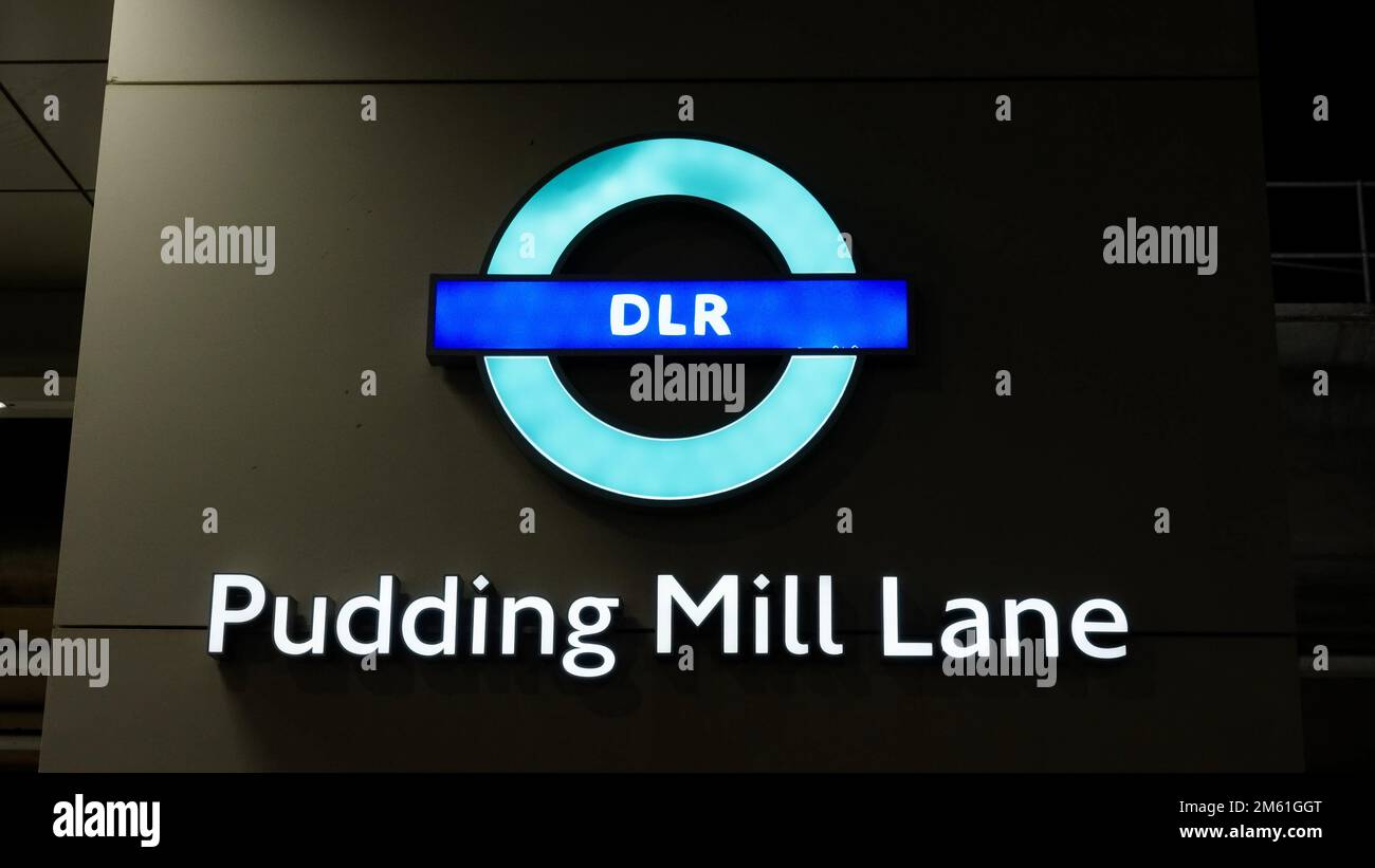 Pudding Mill Lane DLR station in London LONDON, UK DECEMBER 20, 2022 Stock Photo Alamy