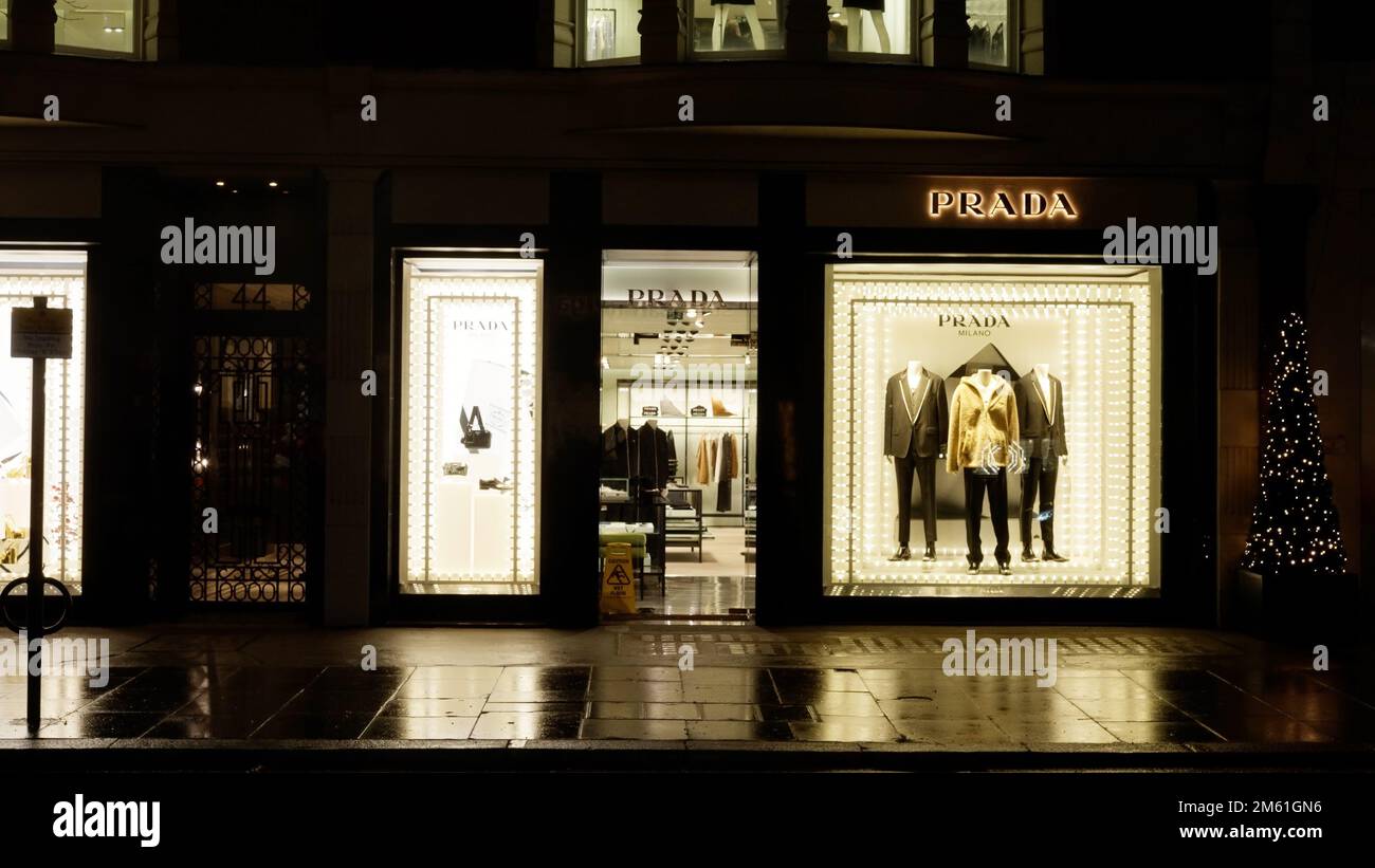Prada store in London Chelsea - LONDON, UK - DECEMBER 20, 2022 Stock Photo