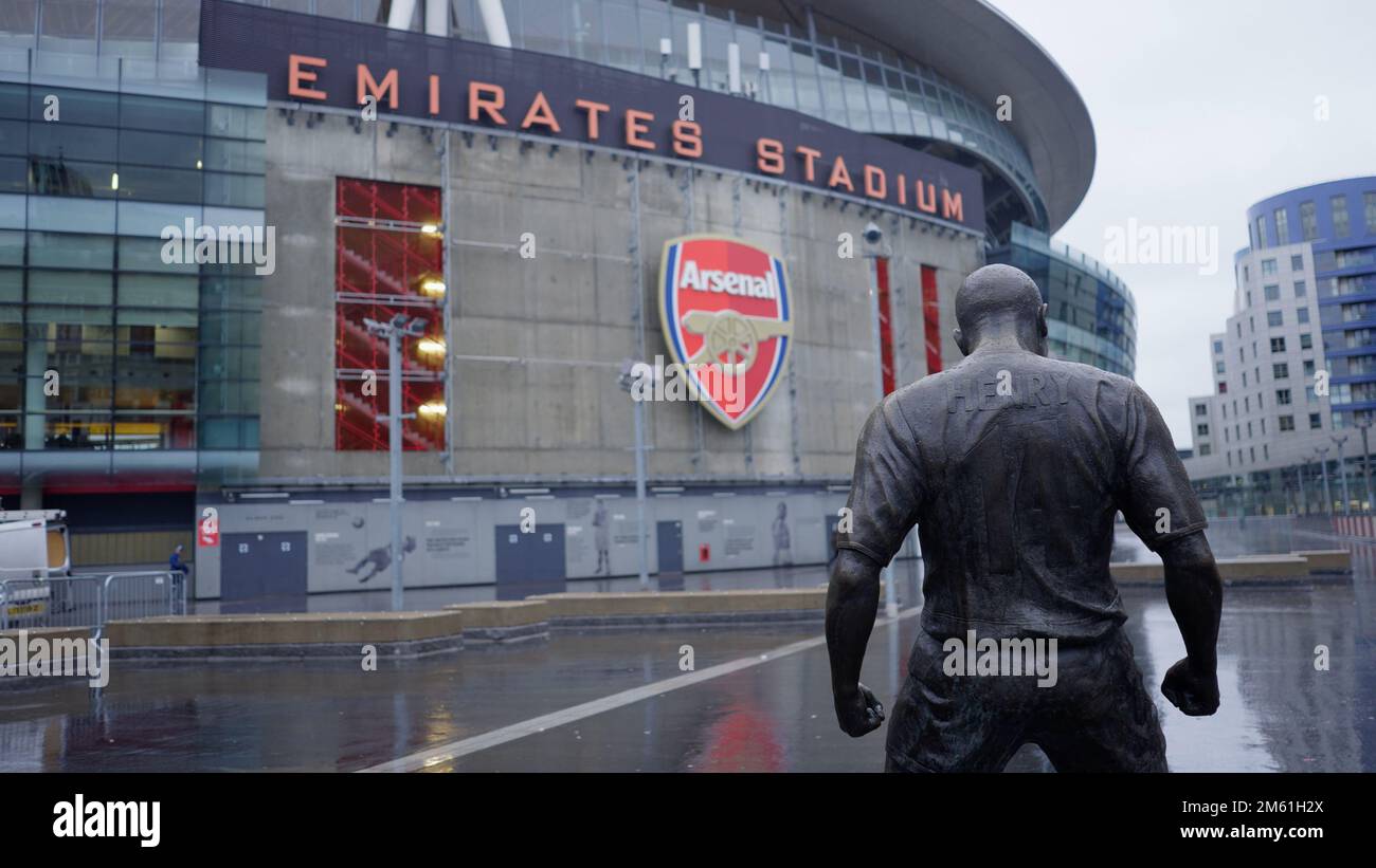 Statues at Emirates Stadium home of Arsenal London football club