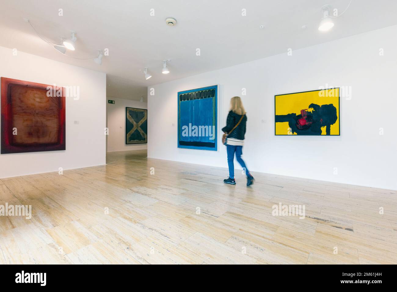 Cuenca, Cuenca Province, Castile-La Mancha, Spain.  Interior of the Museum of Spanish Abstract Art -  Museo de Arte Abstracto Espanol.  The paintings Stock Photo