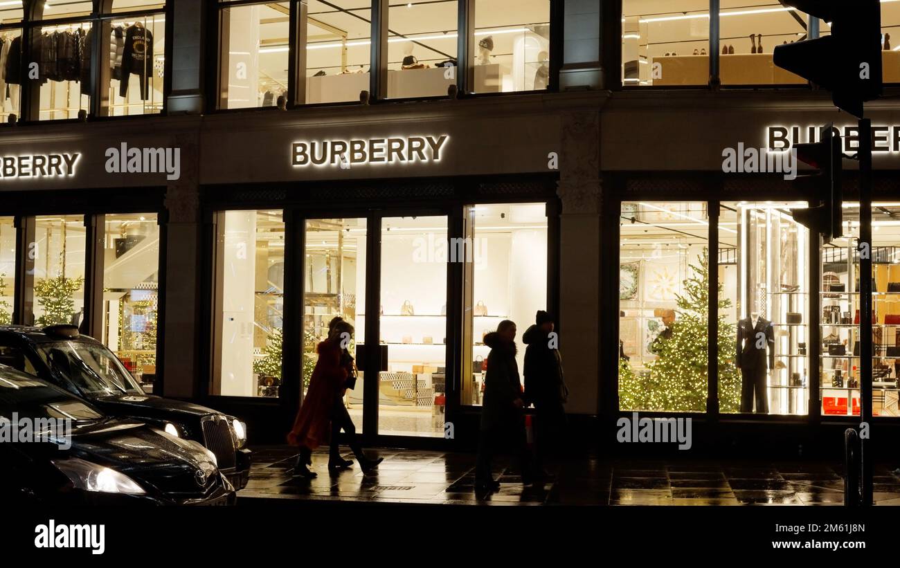 Burberry store at London Knightsbridge - LONDON, UK - DECEMBER 20, 2022 Stock Photo