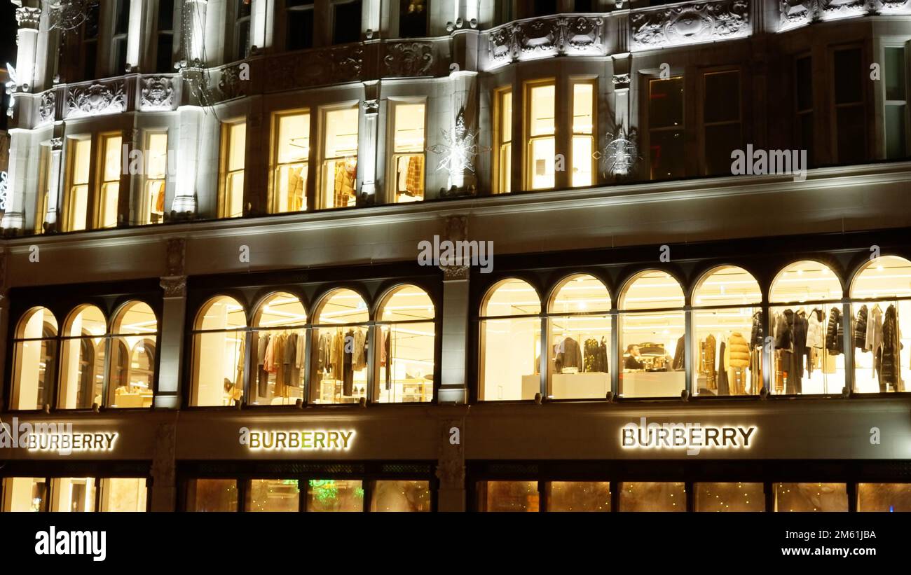Burberry store in London Knightsbridge - LONDON, UK - DECEMBER 20, 2022 Stock Photo