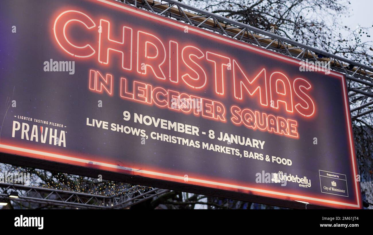 Christmas market at Leicester Square LONDON, UK DECEMBER 20, 2022