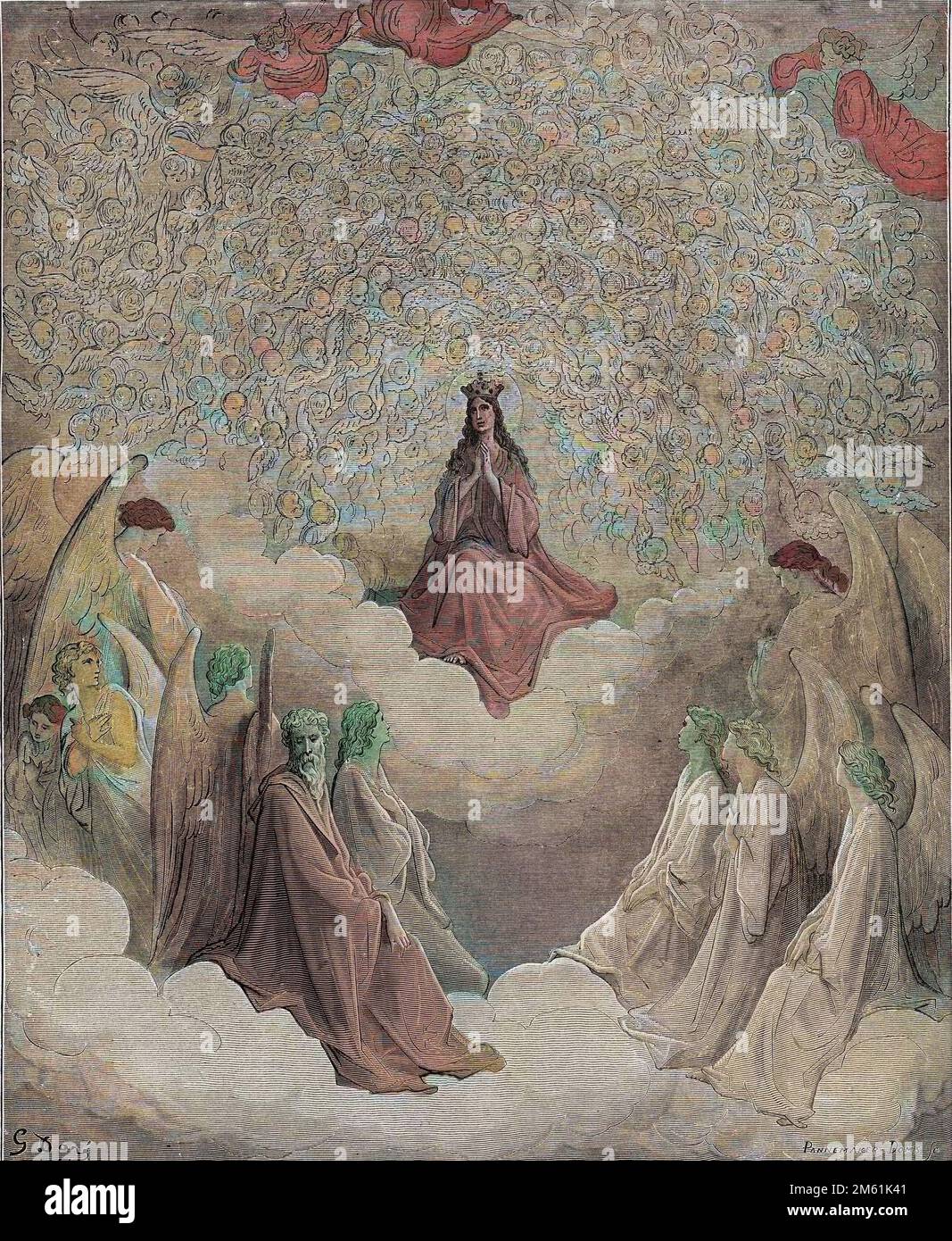 The Divine Comedy by Dante Alighieri , Paradiso, Canto 31 : The queen of heaven - by  Dante Alighieri (1265-1321) - Illustration de Gustave Dore (1832-1883), 1885 - Colorisation digitale d'apres l'originale - digitally coloured engraving Stock Photo
