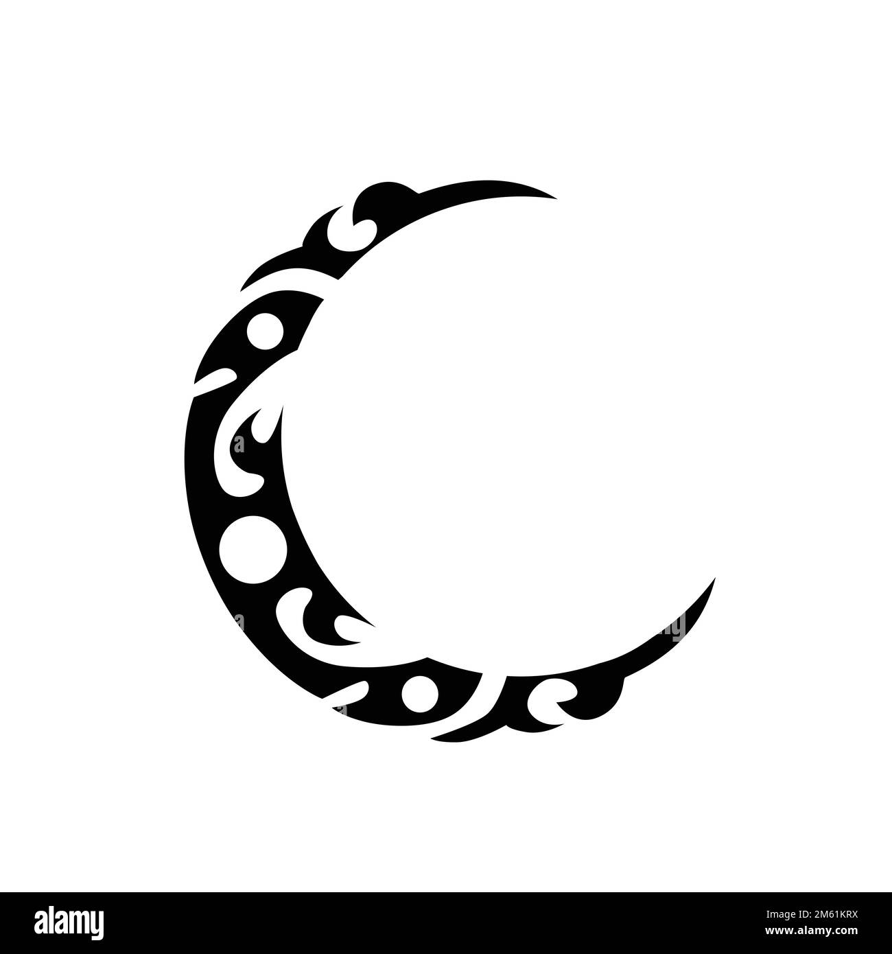 Crescent moon tribal concept black and white vector design Stock Vector