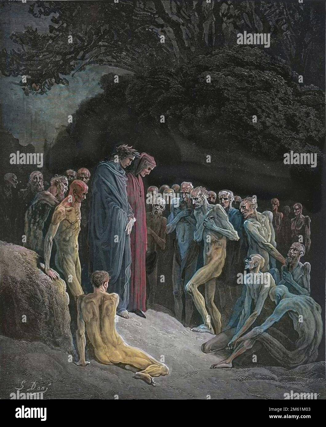 The Divine Comedy by Dante Alighieri , Purgatorio, Canto 23 : The souls of the gluttonous - by Dante Alighieri (1265-1321) - Illustration de Gustave Dore (1832-1883), 1885 - Colorisation digitale d'apres l'originale Stock Photo