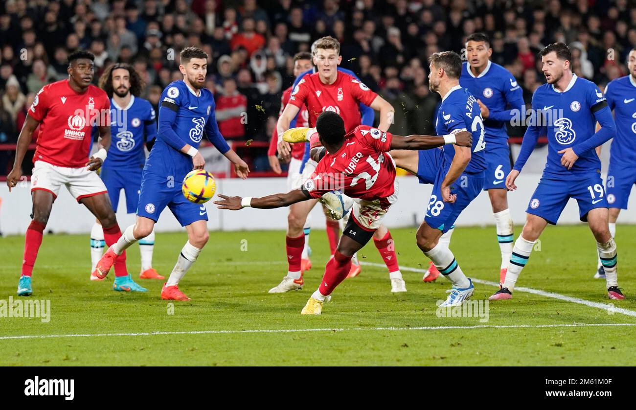 Nottingham, UK. 1st Jan, 2023. Serge Aurier of Nottingham Forest score
