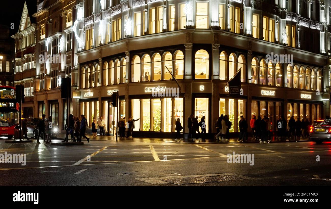 Burberry store in London Knightsbridge - LONDON, UK - DECEMBER 20, 2022 Stock Photo