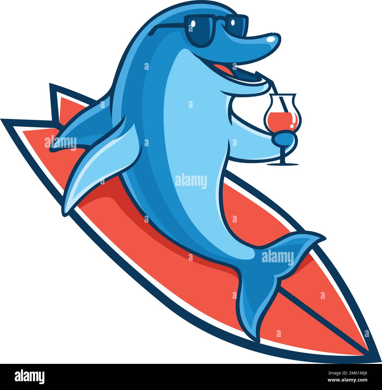 Cute Dolphin with Sunglasses Holding a Cocktail on a Surfboard Stock Vector  Image & Art - Alamy