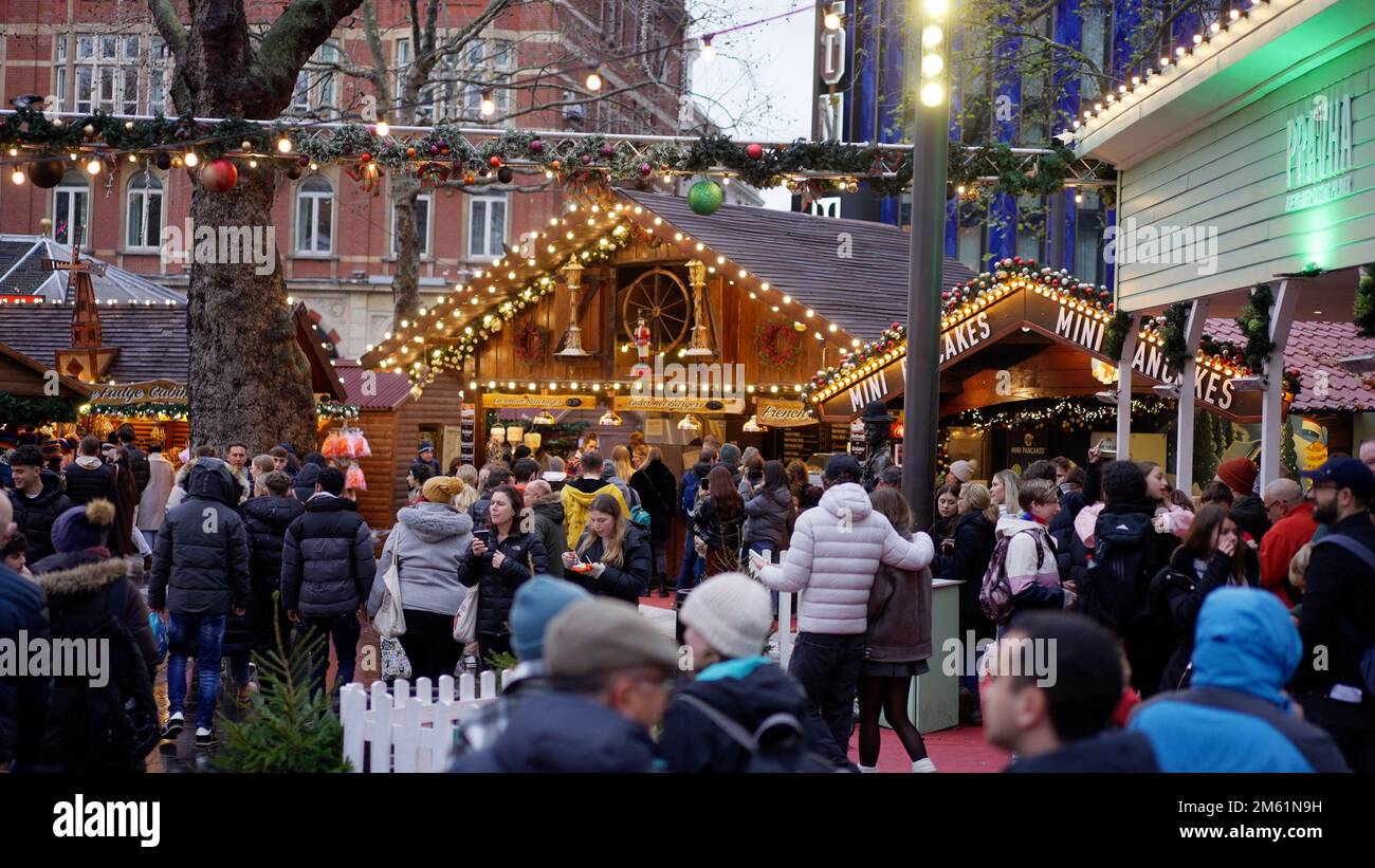 Christmas market at Leicester Square LONDON, UK DECEMBER 20, 2022
