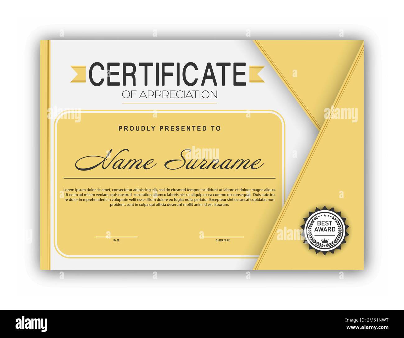 Certificate. The template of the form with the award badge. Modern