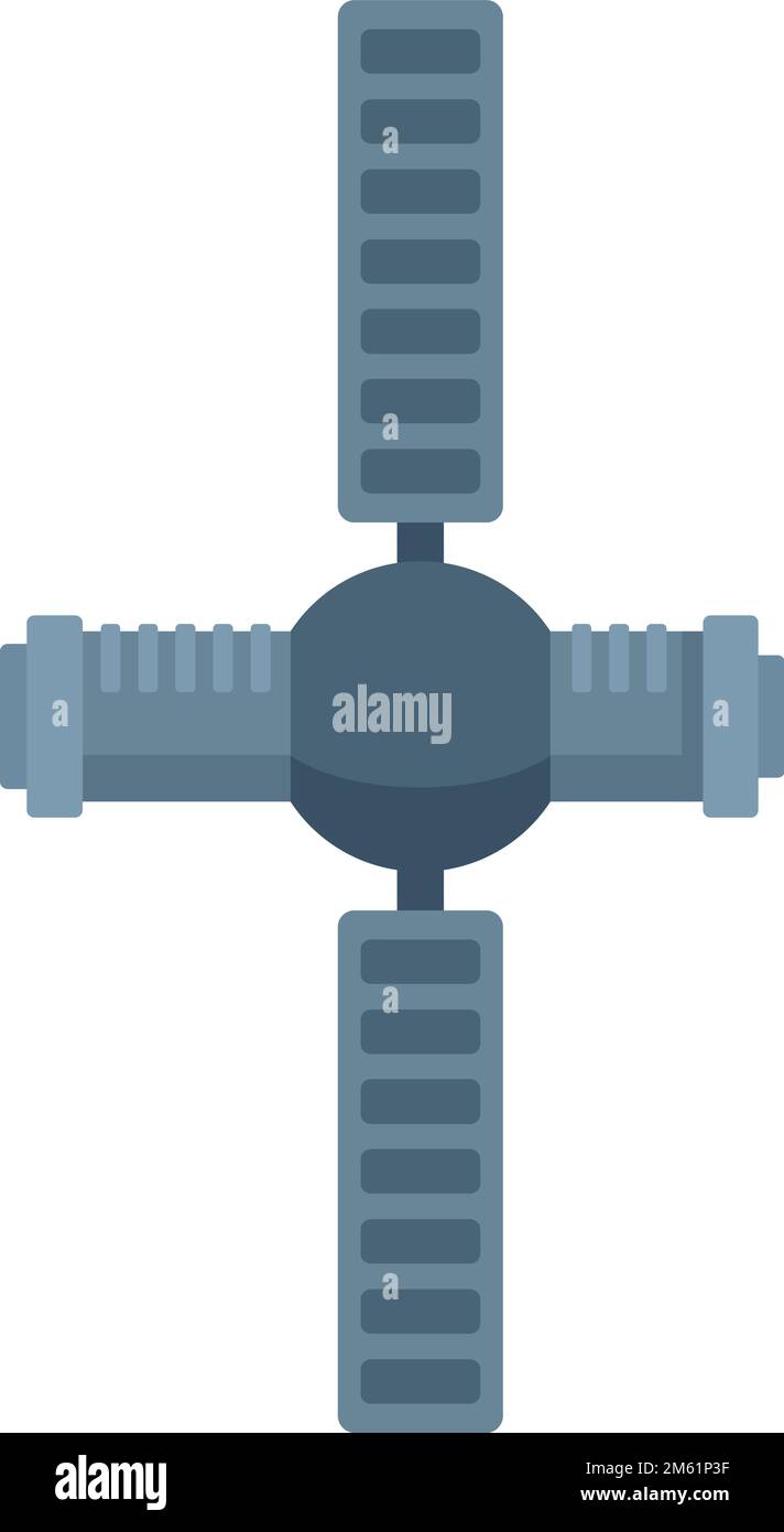 Fly space station icon flat vector. Satellite rocket. Astronaut space ...