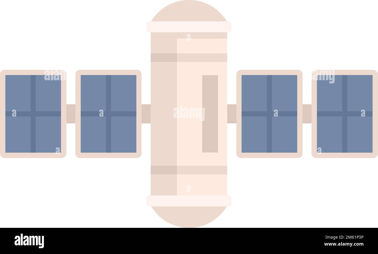 Space station exploration icon flat vector. Mars international ship ...