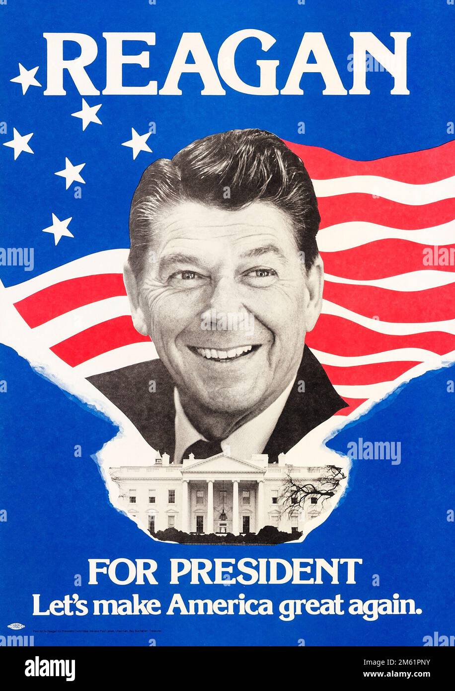 Ronald Reagan campaign poster - political - 1980. Lets make America great again Stock Photo