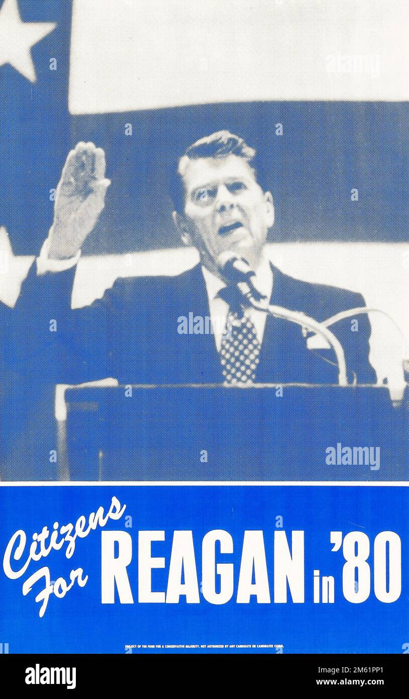 Ronald Reagan campaign poster - political - 1980. Lets make America 