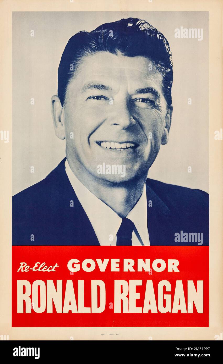 Ronald Reagan Gubernatorial Poster (Aldine, 1970) - 'Re-Elect Governor Ronald Reagan' Stock Photo