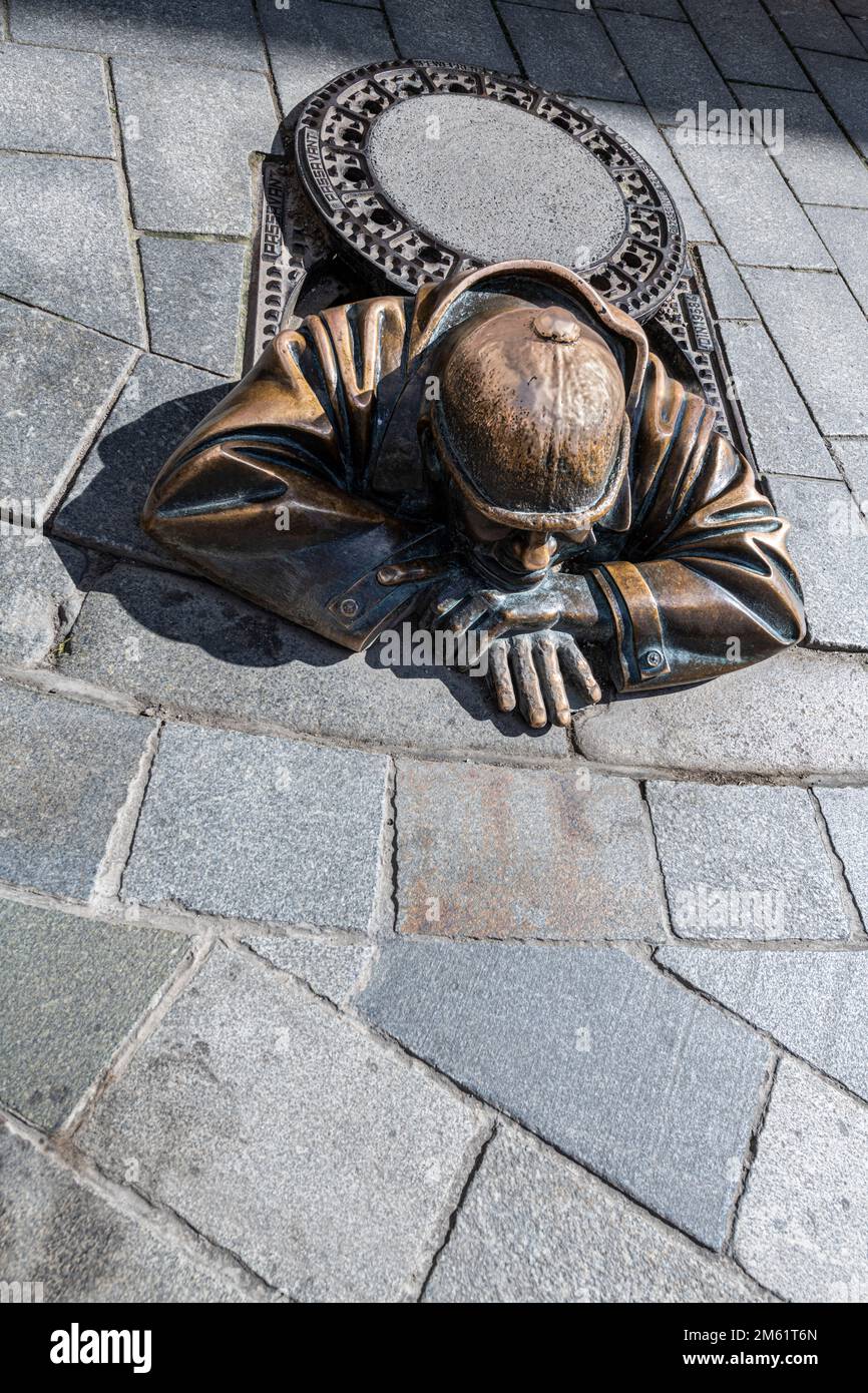 Cumil the sewer worker, Bratislava, Slovakia Stock Photo