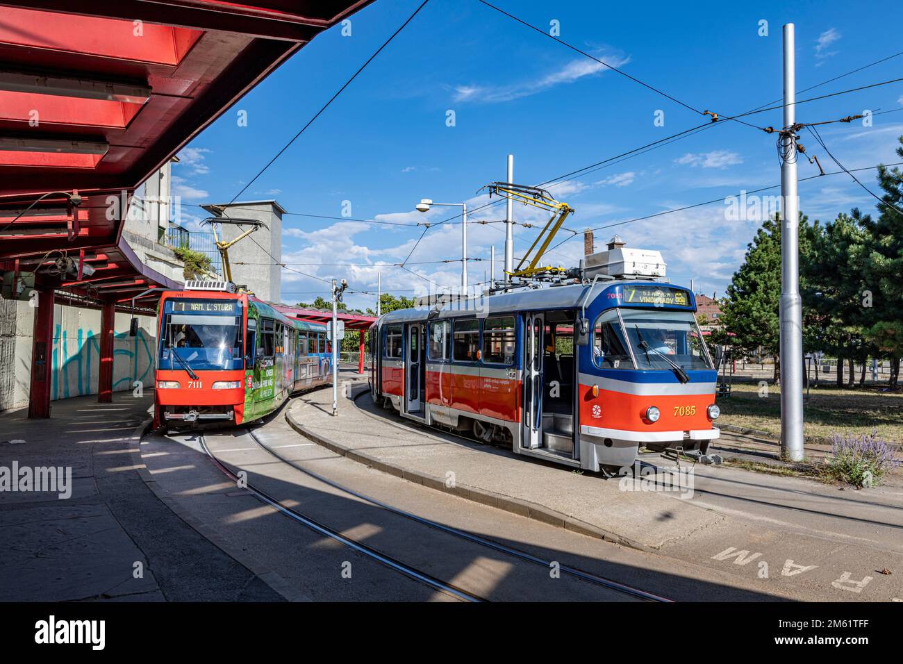 Tram terminus at the Central Station, Bratislava, Slovakia Stock Photo ...